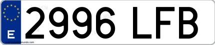 Ejemplo de matrícula española 2996 LFB