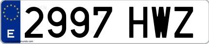 Ejemplo de matrícula española 2997 HWZ