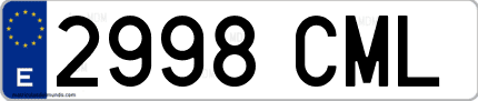 Ejemplo de matrícula de coche ordinaria 2998 CML
