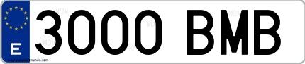 Ejemplo de matrícula española 3000 BMB