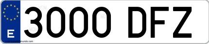 Ejemplo de matrícula española 3000 DFZ