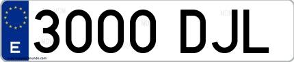 Ejemplo de matrícula española 3000 DJL