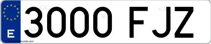 Ejemplo de matrícula de coche ordinaria 3000 FJZ