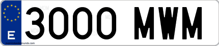 Ejemplo de matrícula de coche ordinaria 3000 MWM
