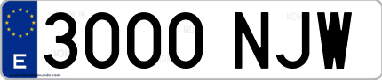 Ejemplo de matrícula de coche ordinaria 3000 NJW