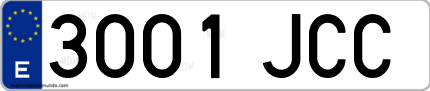 Ejemplo de matrícula de coche ordinaria 3001 JCC