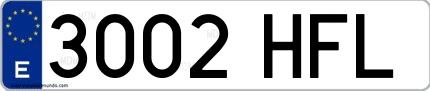 Ejemplo de matrícula española 3002 HFL