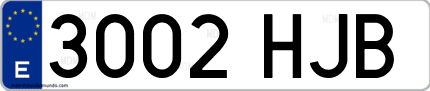 Ejemplo de matrícula de coche ordinaria 3002 HJB