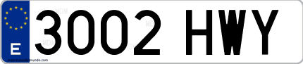 Ejemplo de matrícula de coche ordinaria 3002 HWY