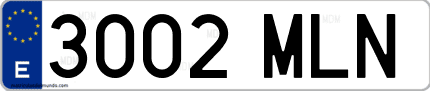 Ejemplo de matrícula de coche ordinaria 3002 MLN