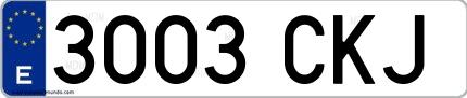 Ejemplo de matrícula española 3003 CKJ