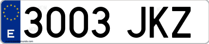 Ejemplo de matrícula de coche ordinaria 3003 JKZ