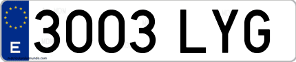 Ejemplo de matrícula de coche ordinaria 3003 LYG