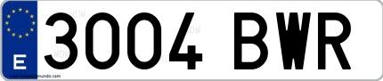Ejemplo de matrícula española 3004 BWR