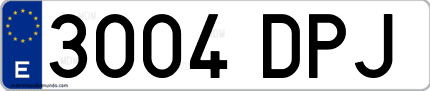 Ejemplo de matrícula de coche ordinaria 3004 DPJ