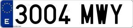 Ejemplo de matrícula española 3004 MWY