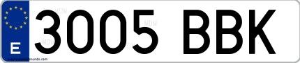 Ejemplo de matrícula española 3005 BBK