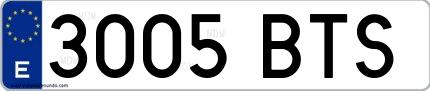 Ejemplo de matrícula española 3005 BTS