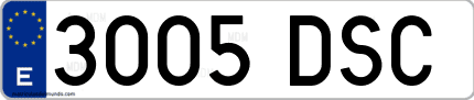 Ejemplo de matrícula de coche ordinaria 3005 DSC