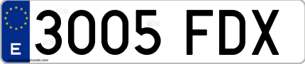 Ejemplo de matrícula de coche ordinaria 3005 FDX