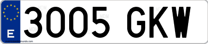 Ejemplo de matrícula de coche ordinaria 3005 GKW