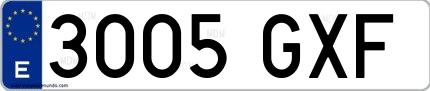 Ejemplo de matrícula española 3005 GXF