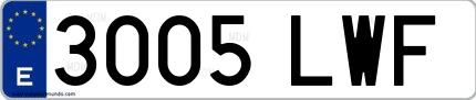 Ejemplo de matrícula española 3005 LWF