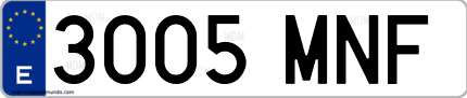 Ejemplo de matrícula de coche ordinaria 3005 MNF