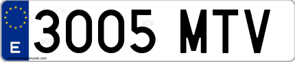 Ejemplo de matrícula de coche ordinaria 3005 MTV