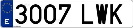 Ejemplo de matrícula española 3007 LWK