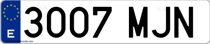 Ejemplo de matrícula de coche ordinaria 3007 MJN