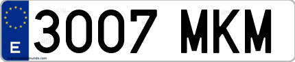Ejemplo de matrícula de coche ordinaria 3007 MKM