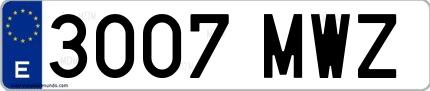 Ejemplo de matrícula española 3007 MWZ
