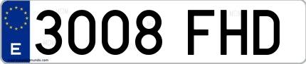Ejemplo de matrícula española 3008 FHD