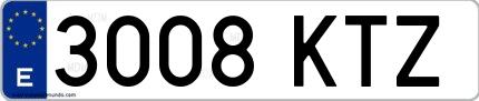Ejemplo de matrícula española 3008 KTZ