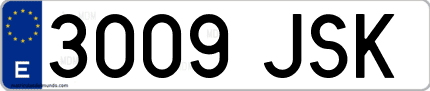 Ejemplo de matrícula de coche ordinaria 3009 JSK