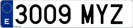 Ejemplo de matrícula de coche ordinaria 3009 MYZ