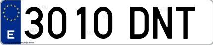 Ejemplo de matrícula española 3010 DNT