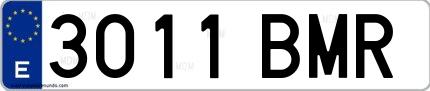 Ejemplo de matrícula española 3011 BMR
