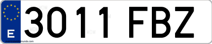 Ejemplo de matrícula de coche ordinaria 3011 FBZ