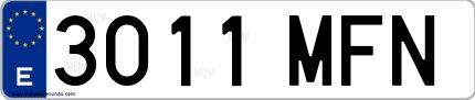 Ejemplo de matrícula española 3011 MFN
