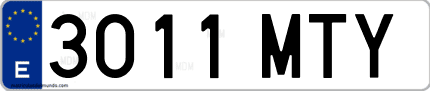 Ejemplo de matrícula de coche ordinaria 3011 MTY
