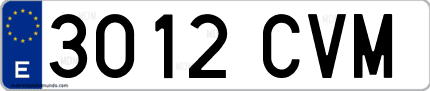Ejemplo de matrícula de coche ordinaria 3012 CVM
