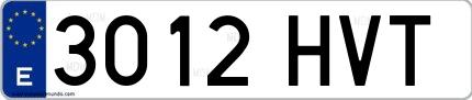 Ejemplo de matrícula española 3012 HVT