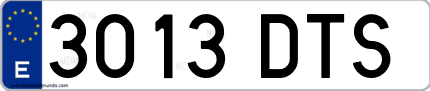Ejemplo de matrícula de coche ordinaria 3013 DTS