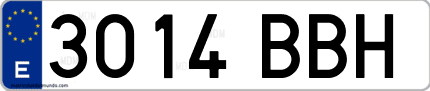 Ejemplo de matrícula de coche ordinaria 3014 BBH