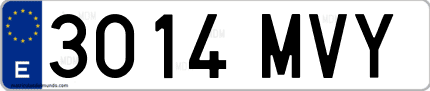Ejemplo de matrícula de coche ordinaria 3014 MVY