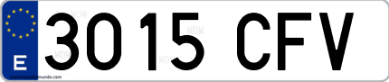 Ejemplo de matrícula de coche ordinaria 3015 CFV