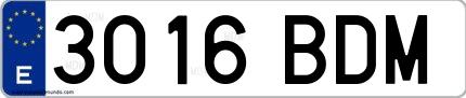 Ejemplo de matrícula española 3016 BDM