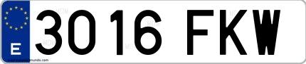 Ejemplo de matrícula española 3016 FKW